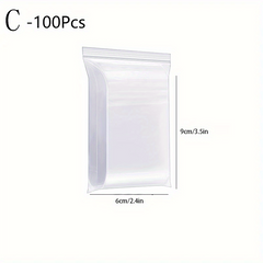 100pcs Clear Zipper Bags Poly Bag Resealable Zip Lock Bags for Snacks Nuts Seeds