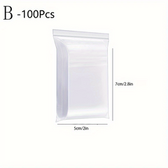 100pcs Clear Zipper Bags Poly Bag Resealable Zip Lock Bags for Snacks Nuts Seeds