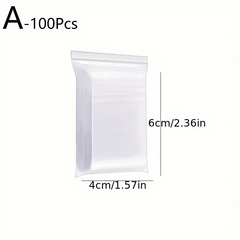 100pcs Clear Zipper Bags Poly Bag Resealable Zip Lock Bags for Snacks Nuts Seeds