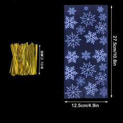 100 Snowflake Candy Bags with Golden Tie