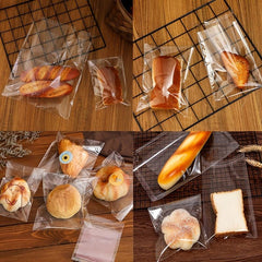 100pcs Clear Self-Sealing Glass Paper Bags 1-4 Mils Thick for Biscuits Candy