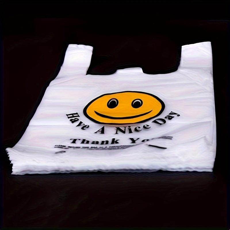 100pcs Reusable Thank You T-shirt Grocery Bags With Handle