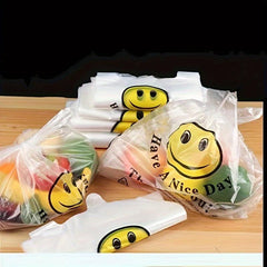 100pcs Reusable Thank You T-shirt Grocery Bags With Handle