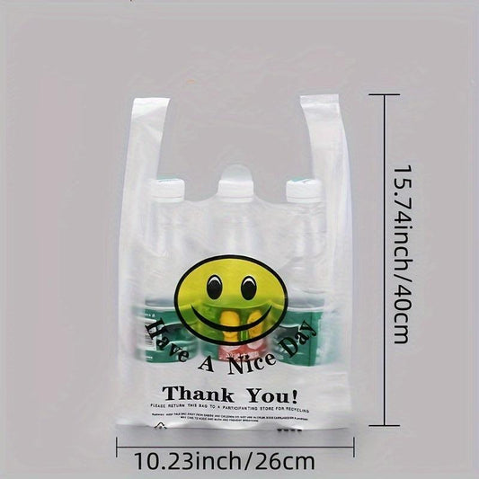 100pcs Reusable Thank You T-shirt Grocery Bags With Handle