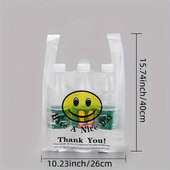 100pcs Reusable Thank You T-shirt Grocery Bags With Handle