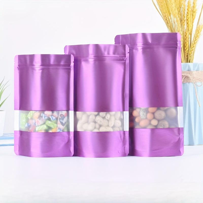 50pcs Matte Purple Resealable Zip Mylar Bag for Small Business Food Storage