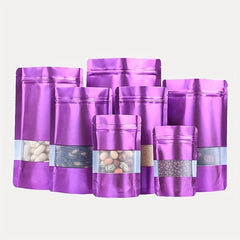50pcs Matte Purple Resealable Zip Mylar Bag for Small Business Food Storage