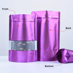 50pcs Matte Purple Resealable Zip Mylar Bag for Small Business Food Storage