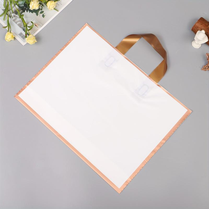 10pcs Golden Edge Handheld Gift Bag PVC Plastic Bag