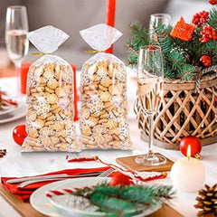 Christmas Snowflake Cellophane Goody Bags 100 PCS