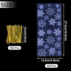 Christmas Snowflake Cellophane Goody Bags 100 PCS