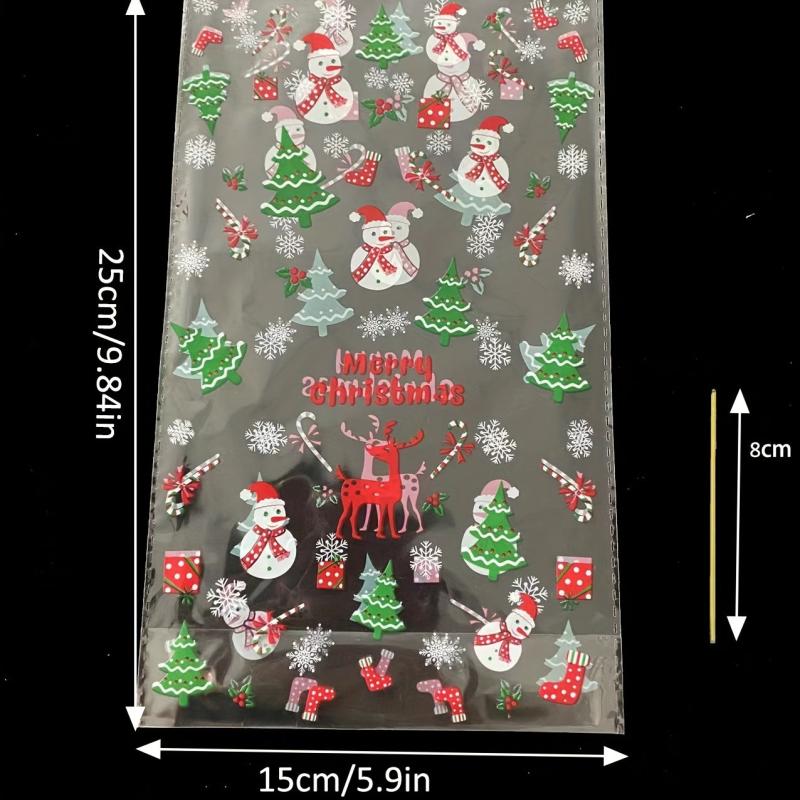 100pcs Christmas Elk Cone Cellophane Bags + 100 Twist Ties