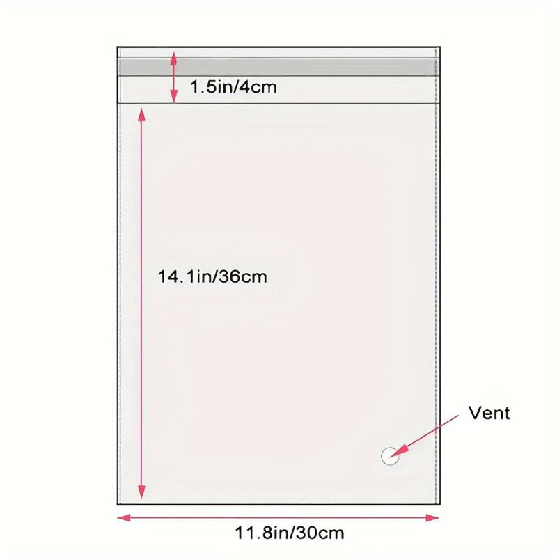 100pcs Large Self Sealing Cellophane Bags Clear Plastic Packing Bag