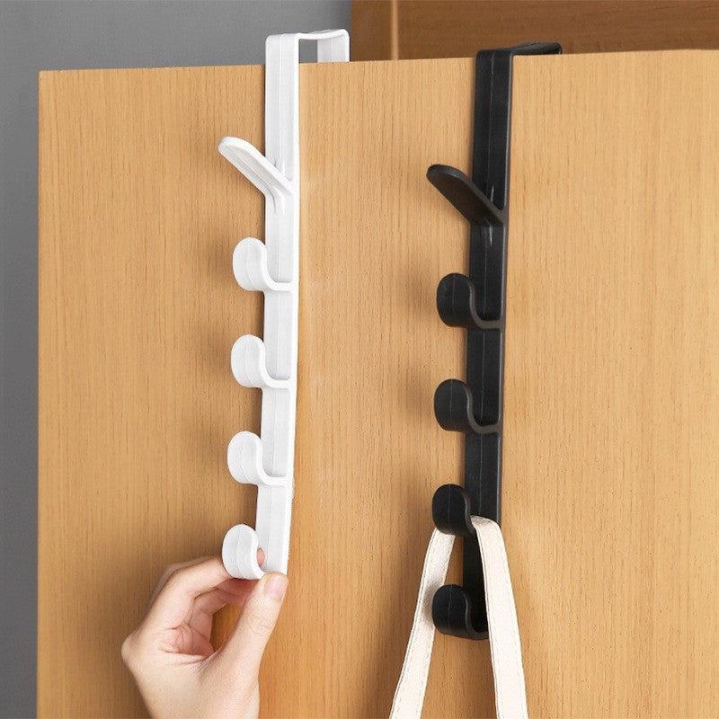 1pc Punch 5 Hook Hanger Over The Door Rack Hook Coat Hat Bag Hanging Storage Hoo