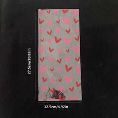 100pcs Doodle Heart Cellophane Candy Bag + 100pcs Golden Ties