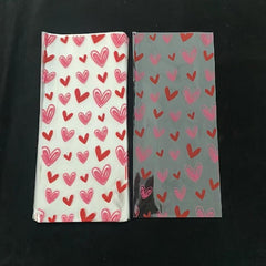 100pcs Doodle Heart Cellophane Candy Bag + 100pcs Golden Ties