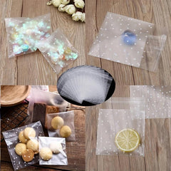 100pcs Polka Dot Self Adhesive Cookie Bags for Cookies and Candy