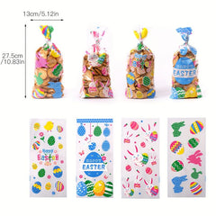 50pcs Easter Pattern Plastic Packaging Bags for Biscuits, Party Supplies