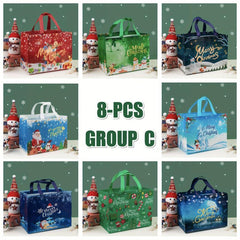 8pcs Christmas Gift Bags Reusable Tote Bags With Handles