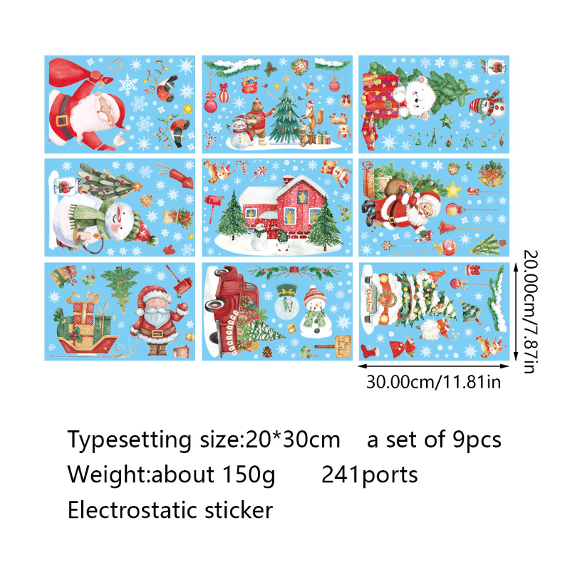 Watercolor Christmas Series Stickers Santa Claus Elk Window Decals