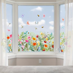 Plants Floral Butterfly Window Stickers Self-adhesive Static Glass Stickers