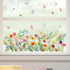 Plants Floral Butterfly Window Stickers Self-adhesive Static Glass Stickers