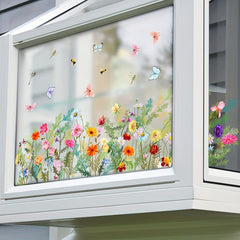 Plants Floral Butterfly Window Stickers Self-adhesive Static Glass Stickers