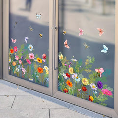 Plants Floral Butterfly Window Stickers Self-adhesive Static Glass Stickers