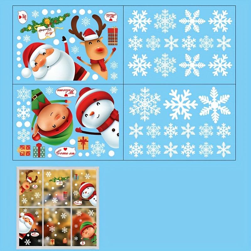 80pcs Christmas Snowflake Window Clings Stickers Xmas Decals Decorations