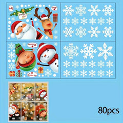 80pcs Christmas Snowflake Window Clings Stickers Xmas Decals Decorations