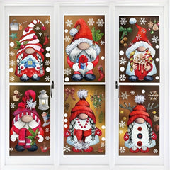103pcs Christmas Window Clings Gnome Snowflake Window Stickers
