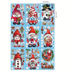 103pcs Christmas Gnome Snowflake Window Clings Stickers