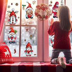 103pcs Christmas Window Clings Gnome Snowflake Holiday Stickers Decals