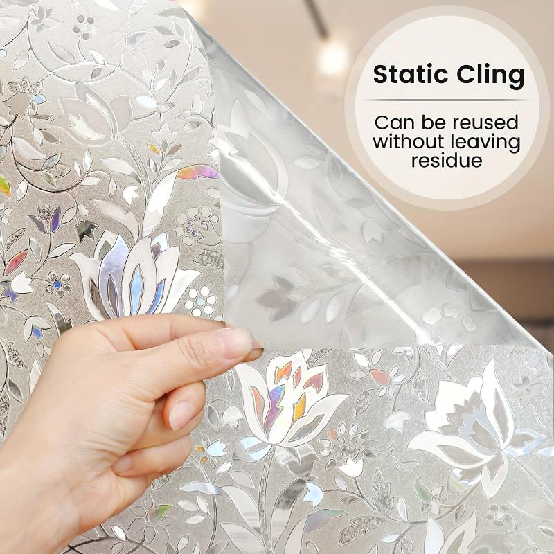 Decorative Frosted Glass Window Privacy Film - Blooming Flowers