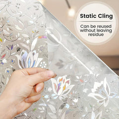 Decorative Frosted Glass Window Privacy Film - Blooming Flowers