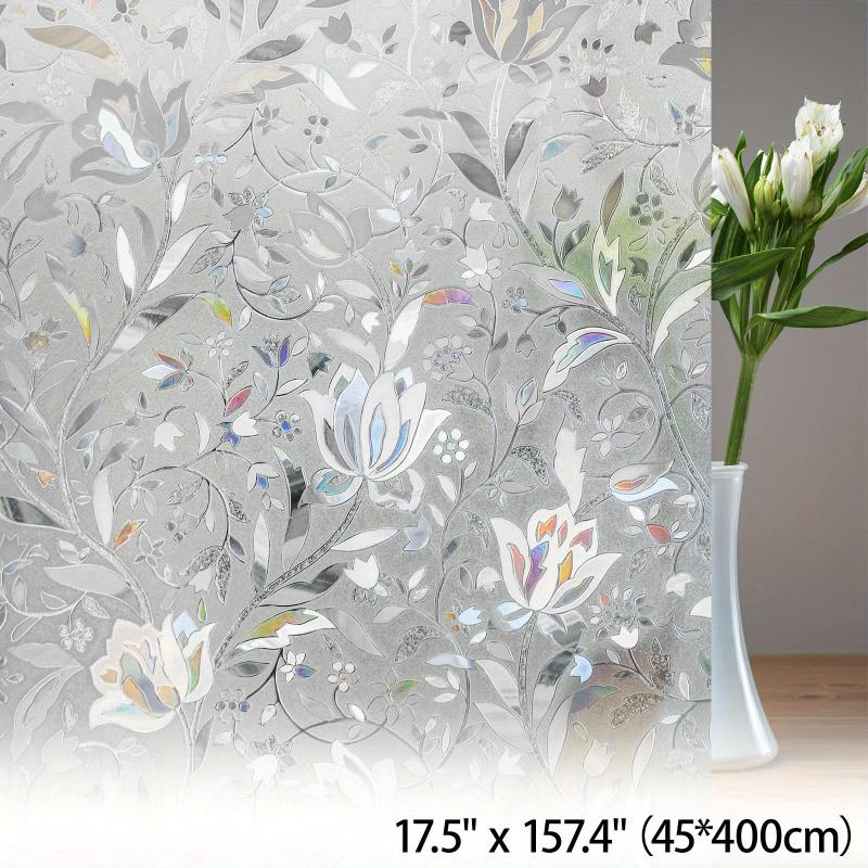 Decorative Frosted Glass Window Privacy Film - Blooming Flowers