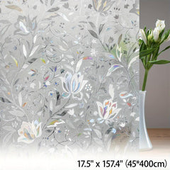 Decorative Frosted Glass Window Privacy Film - Blooming Flowers