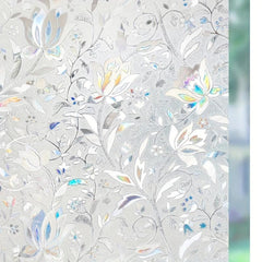 Decorative Frosted Glass Window Privacy Film - Blooming Flowers