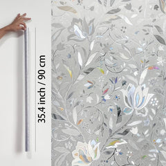 Decorative Frosted Glass Window Privacy Film - Blooming Flowers