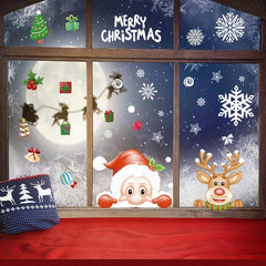 Christmas Elk Santa Claus Window Decorative Stickers - 252pcs