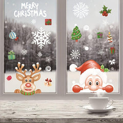 Christmas Elk Santa Claus Window Decorative Stickers - 252pcs