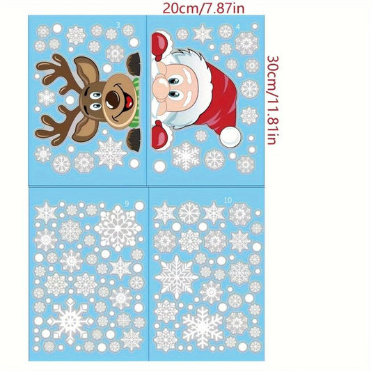 4pcs Christmas Snowflake Window Cling Stickers Xmas Decals