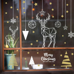Christmas Stickers Wall Stickers Christmas Tree Deer Adhesive Electrostatic