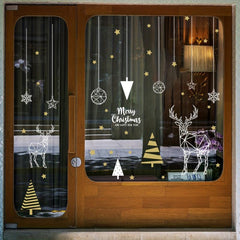 Christmas Stickers Wall Stickers Christmas Tree Deer Adhesive Electrostatic
