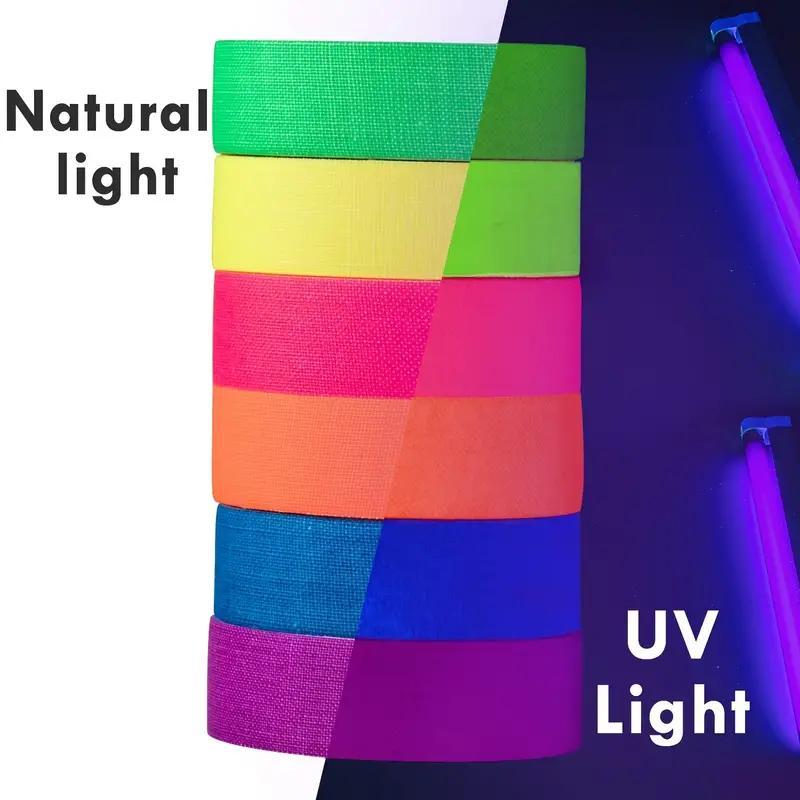 6pcs Fluorescent Tape Neon Gaffer Cloth Glow In The Dark Tape For UV Party