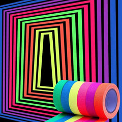6pcs Fluorescent Tape Neon Gaffer Cloth Glow In The Dark Tape For UV Party