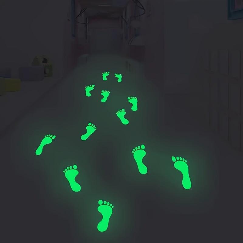 18pcs Glow In The Dark Footprint Stickers Decals Luminous Funny Decor