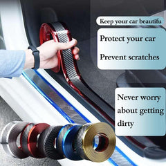 Car Sticker Carbon Fiber Rubber DIY Door Sill Protector Edge Guard Strip