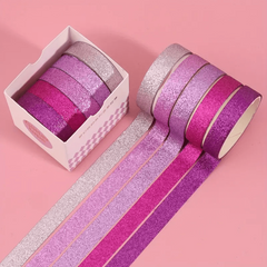 5 Rolls Sparkling Golden Washi Tape Set for Stationery and Gift Packaging
