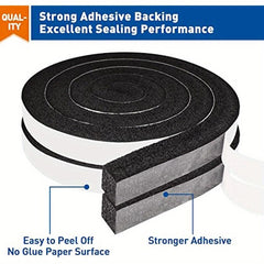 Foam Weather Stripping 2.54cm W x 2.54cm T Window Air Conditioner Sealer 3.96m